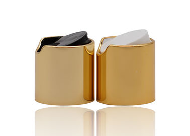 Cosmetic Aluminum Shiny Gold Disc Top Cap Black Or White PP Disk Cap 24mm