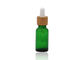 Green Oil 18mm Cosmetic Glass Dropper Bottles With Bamboo Dropper Printing Pipette