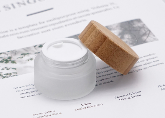 Frosted Clear Cream Cosmetic Jar Container 100g Empty With Bamboo Lid