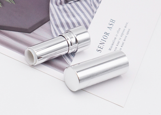 Aluminum Snap Open Lipstick Tube 3.5g Shiny Silver Empty