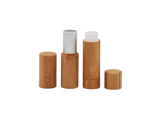 Custom Empty Cosmetic Lip Balm Tube Bamboo Covered Lipstick 3.5g
