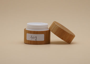 Round Shape Bamboo Cosmetic Containers Plastic Inner Volume 15g 30g