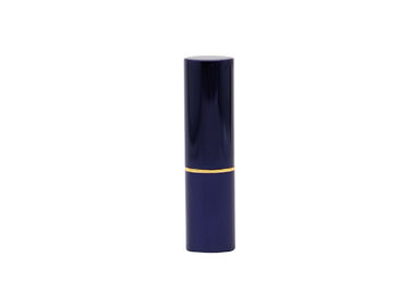 Magnet Aluminum 3.5g Glossy Blue Empty Lip Balm Tubes With Round Shape