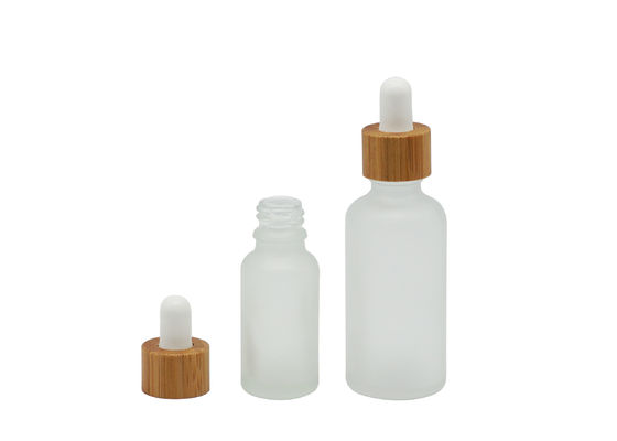 Frosted 50ml Bamboo Glass Essential Oil Dropper Bottles