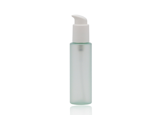 100ml Glass Cosmetic Pump Bottle Flat Shoulder Clear Green Color
