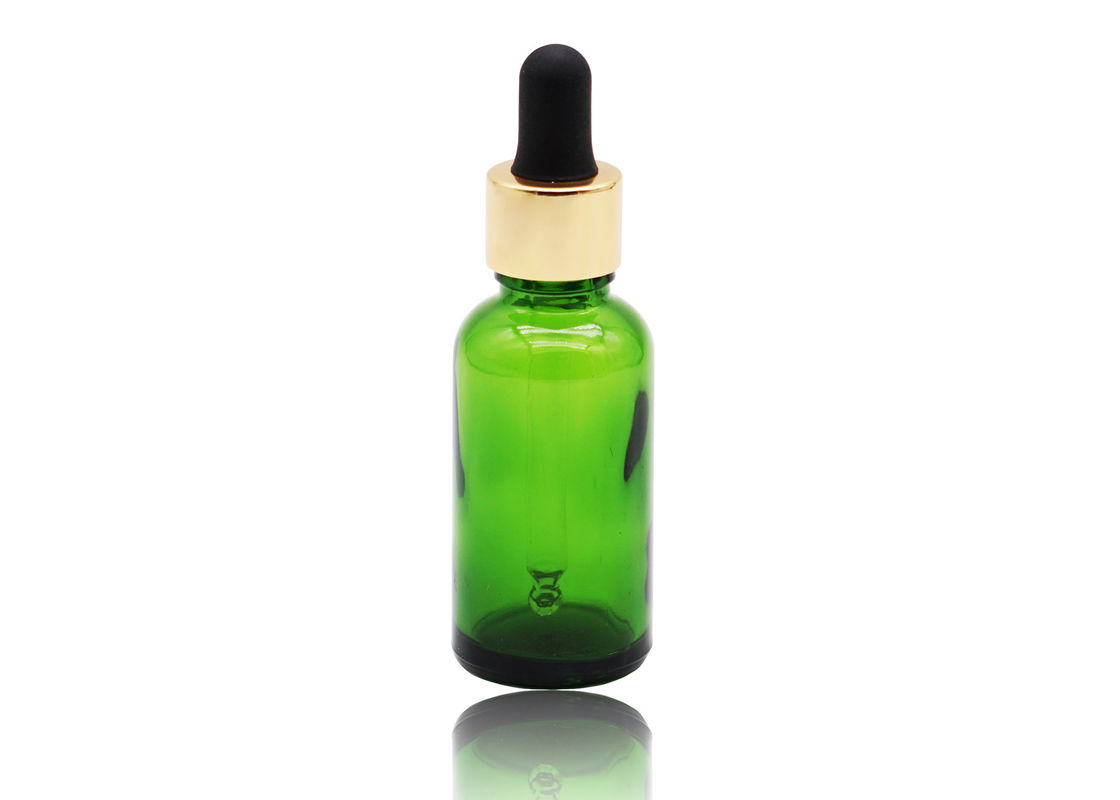 Skin Care Green Color Essential Oil Dropper Bottles With Aluminum Dropper