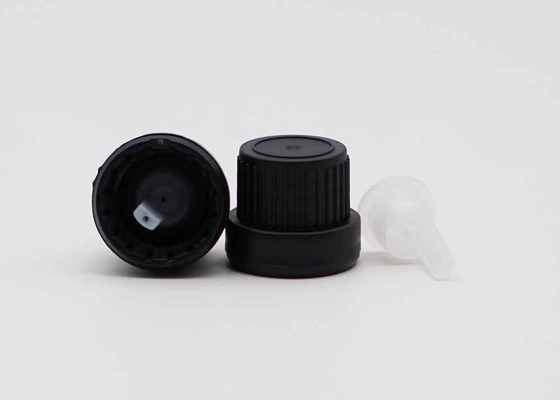 CRC Plastic Screw Cap With Insert For Glass Bottles 18mm Black Tamper Evident Cap