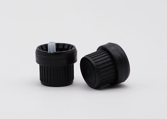 CRC Plastic Screw Cap With Insert For Glass Bottles 18mm Black Tamper Evident Cap