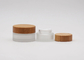 Cylinder Glass Cosmetic Cream Jar Container With Bamboo Screw Cap 50ml