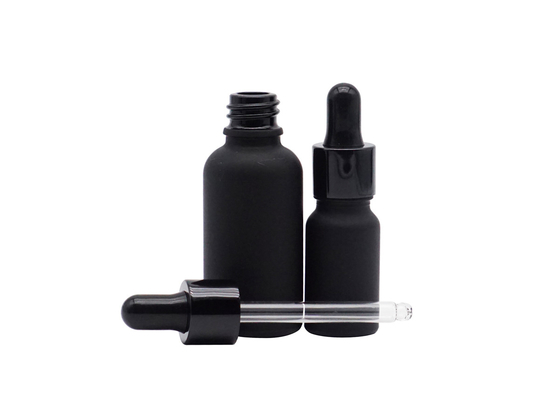 Frosted Black Essential Oil Bottles 50ml Cylinder Package Screen Printing