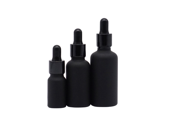 Frosted Black Essential Oil Bottles 50ml Cylinder Package Screen Printing