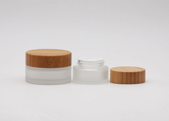 Frosted Clear Cream Cosmetic Jar Container 100g Empty With Bamboo Lid