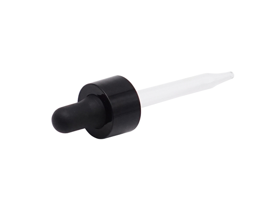 15mm 18mm 24mm Black Glass Dropper Pipette Smooth Plastic Cap For Bottles