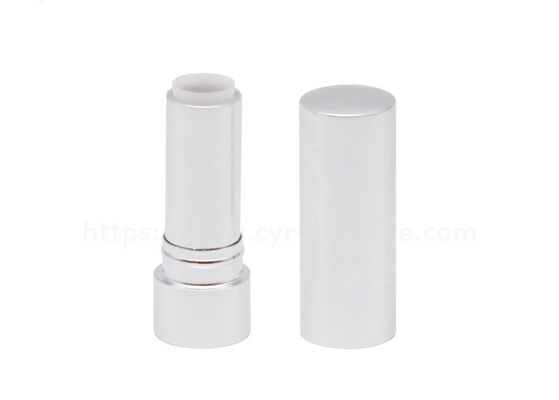 Aluminum Snap Open Lipstick Tube 3.5g Shiny Silver Empty