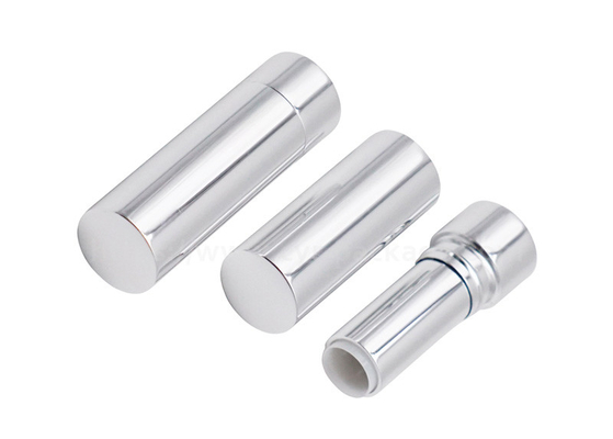 Aluminum Snap Open Lipstick Tube 3.5g Shiny Silver Empty