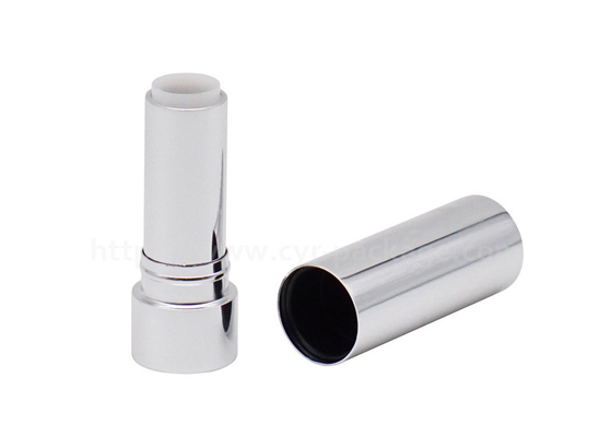 Aluminum Snap Open Lipstick Tube 3.5g Shiny Silver Empty