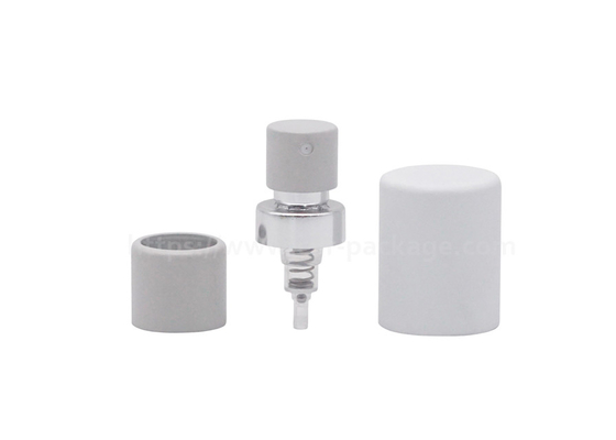 Crimp Perfume Sprayer Pump With White Actuator Cosmetic Aluminum With Collar