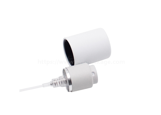 Crimp Perfume Sprayer Pump With White Actuator Cosmetic Aluminum With Collar