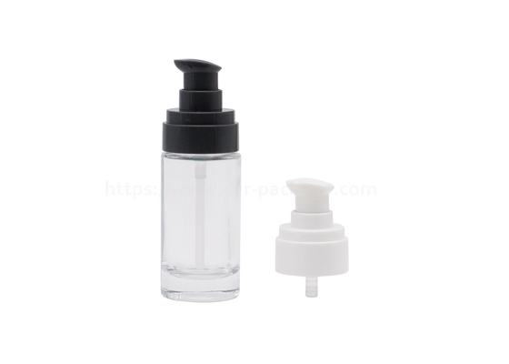 Round Cream Glass Bottle Lotion Pump Round 30ml Empty Cosmetic