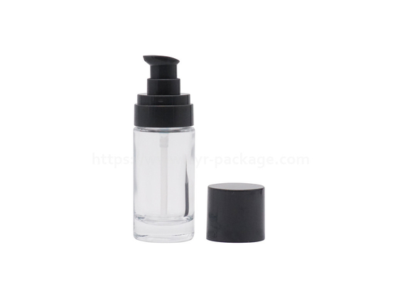 Round Cream Glass Bottle Lotion Pump Round 30ml Empty Cosmetic