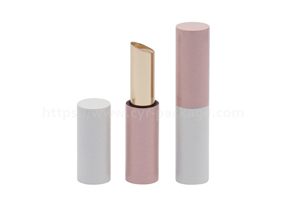 Pink Slim Empty Lipstick Container Tube Cylinder White Aluminum