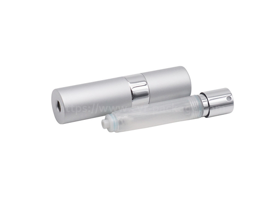Empty Twist Up Perfume Tester Bottle 8ml 10ml Round Aluminum Glass Refillable Mist Spray