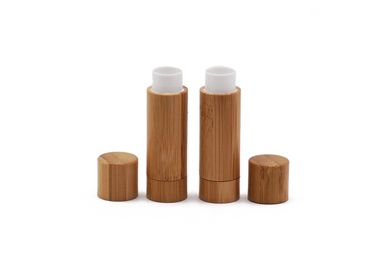 Custom Empty Cosmetic Lip Balm Tube Bamboo Covered Lipstick 3.5g