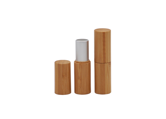 Custom Empty Cosmetic Lip Balm Tube Bamboo Covered Lipstick 3.5g