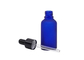 Cosmetic Glass Dropper Essential Oil Bottle Frosted Blue 100ml With Plastic Dropper