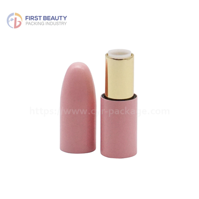 Customized Pink Cylinder Lipstick Tube 5g Color Spraying Surface