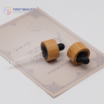 Natural Bamboo Color Screw Glass Dropper Child Resistant Caps