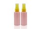 Flat Shoulder Pink PET 50ml Small Plastic Spray Bottles Refillable With Yellow Pump