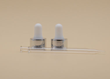 18 / 410 Large Glass Dropper Transparent Pipette Silver Collar For Fluid Delivery