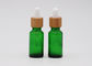 Green Oil 18mm Cosmetic Glass Dropper Bottles With Bamboo Dropper Printing Pipette