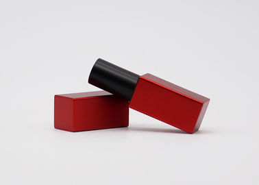 Square Aluminum Red Empty Lipstick Tubes Container 3.5g With Magnet Case