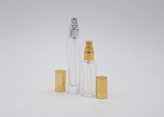 Square Cologne Perfume Tester Bottle With Gold Aluminum Spray Pump