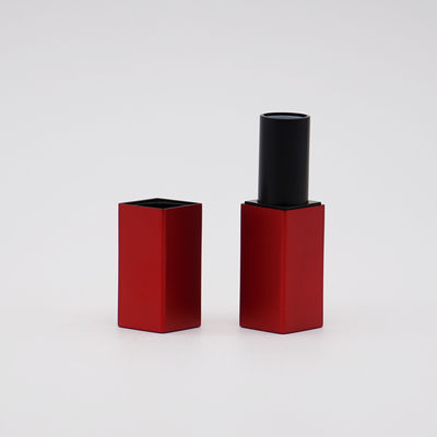 Square Aluminum Red Empty Lipstick Tubes Container 3.5g With Magnet Case