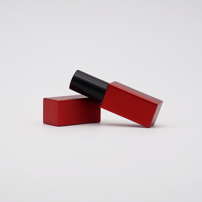 Square Aluminum Red Empty Lipstick Tubes Container 3.5g With Magnet Case