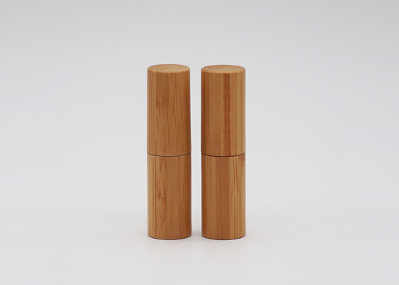 Cylinder Inner  Aluminum Bamboo Outside Empty Lipstick Tube With Press Pop Cap