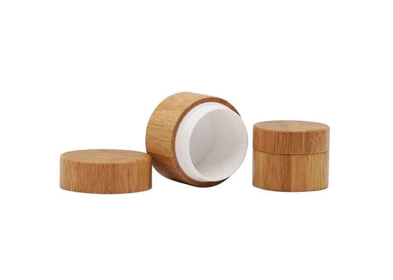 Cosmetic Packaging Bamboo Cream Jars Refillable Leak Proof