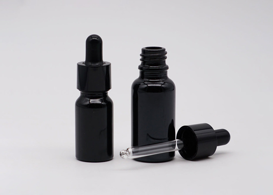 Black Cylinder Glass Dropper Bottles Vial 30Ml With Dropper Customers Logo