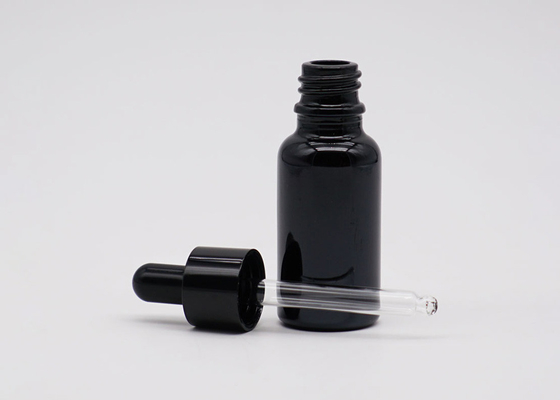 Black Cylinder Glass Dropper Bottles Vial 30Ml With Dropper Customers Logo