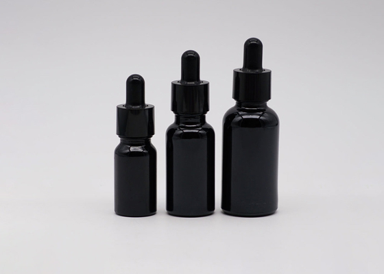 Black Cylinder Glass Dropper Bottles Vial 30Ml With Dropper Customers Logo