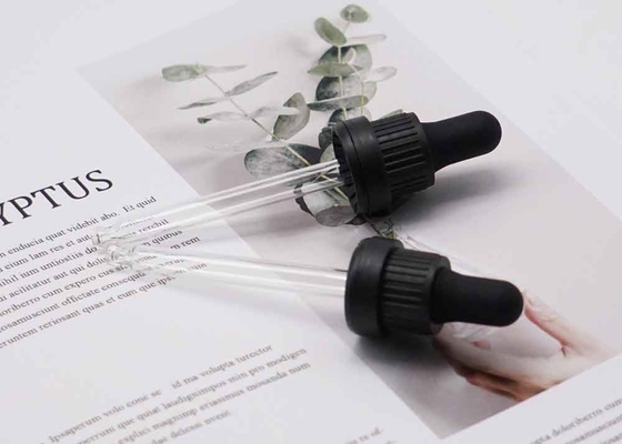 18/410 Tamper Evident Glass Dropper Caps Black Plastic Dropper For Oil