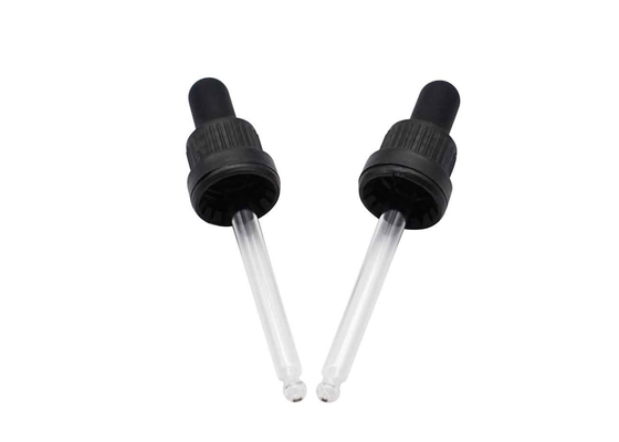 18/410 Tamper Evident Glass Dropper Caps Black Plastic Dropper For Oil