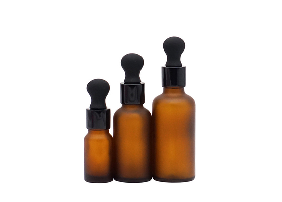 Frosted Amber Cosmetic Glass Bottle With Various Dropper 30ml 50ml