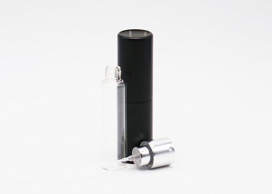 Twist Refillable 10ml Cosmetic Perfume Tester Bottle Cylinder Aluminum Black