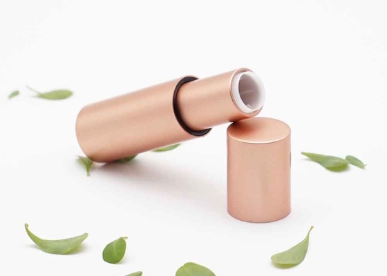 Cylinder Rose Gold 3.5g Lipstick Tube Aluminum Magnetic Cosmetic Container