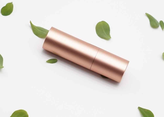 Cylinder Rose Gold 3.5g Lipstick Tube Aluminum Magnetic Cosmetic Container