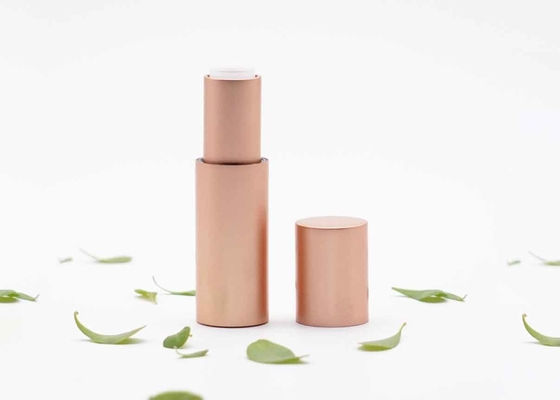 Cylinder Rose Gold 3.5g Lipstick Tube Aluminum Magnetic Cosmetic Container